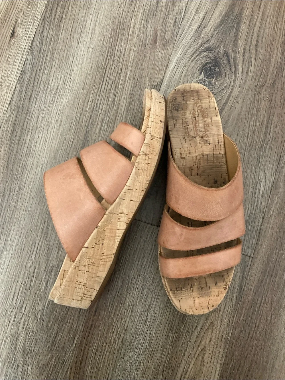 Kork Ease Brown Cork Platform Slide Sandals Sz 10